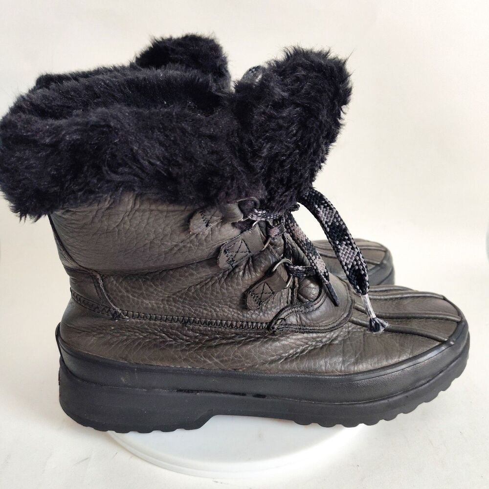 Sperry Winter Boots Olive‎ Green Leather Rubber Size 9 Insulated Maritime Fur